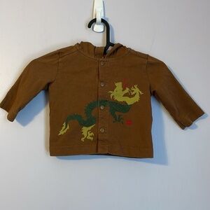 Tea Brown Graphic Dragon Hoodie Sweatshirt Jacket size S (6-12 months)